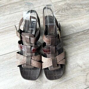 Hispanitas Snakeskin Patent Smooth Mixed Leather Strappy Sandal Made in Spain